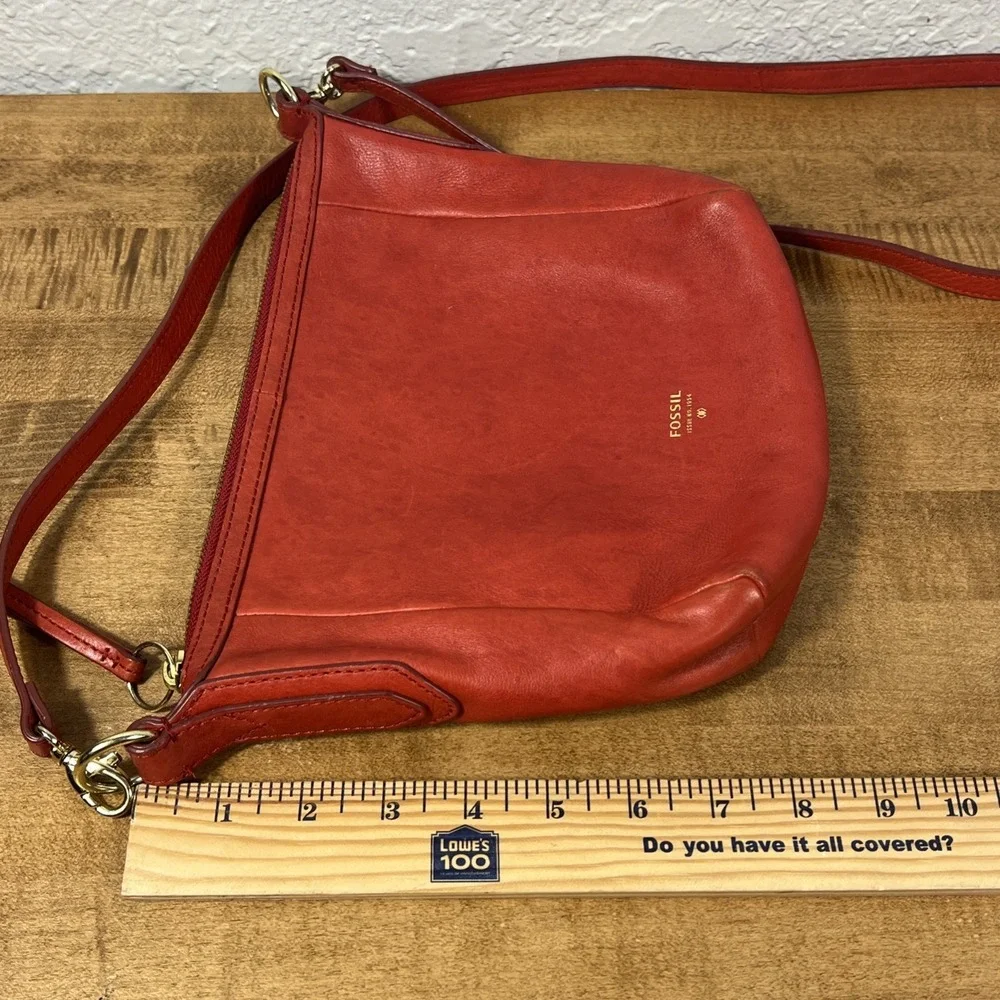 Fossil Red Leather Crossbody Bag Purse